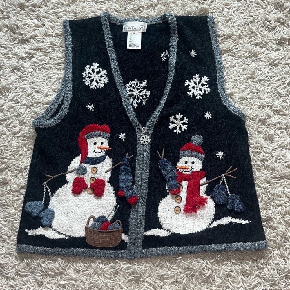 Christmas/HolidaySnowman 3D Sweater Vest By Mandal Bay Women’s Large